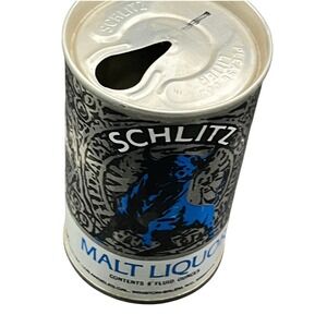 Vintage 1973 Schlitz Malt Liquor 8oz Pull Top Steel Beer Can Blue Bull Logo